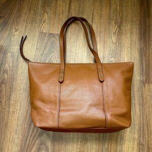 Fossil Pebbled Brown Leather Tote
